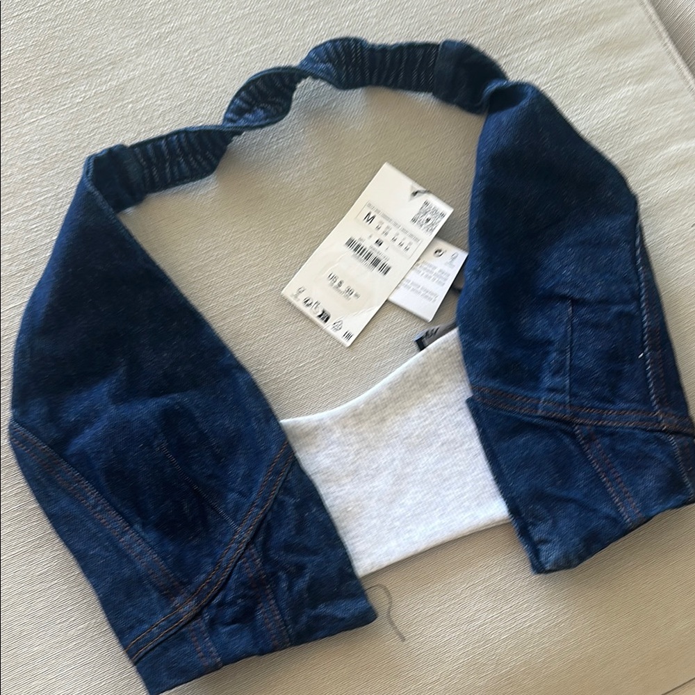 Zara Cream Ribbed Top - Picture 2 of 4